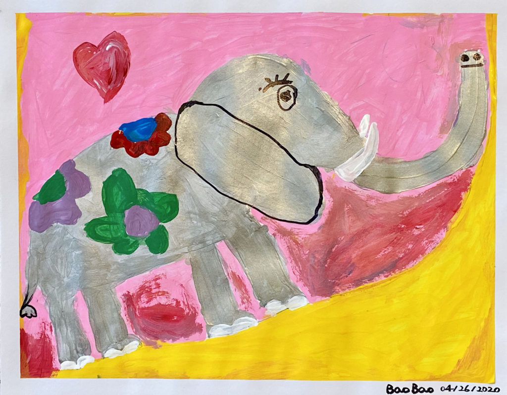 Illustration of The Elephant Loves Sunset